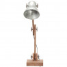 Industrialna lampa stołowa, srebrna, okrągła, 58x18x90 cm, E27