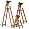 Lampy podłogowe, 3 szt., czarne, E27, lite drewno mango