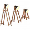 Lampy podłogowe, 3 szt., czarne, E27, lite drewno mango