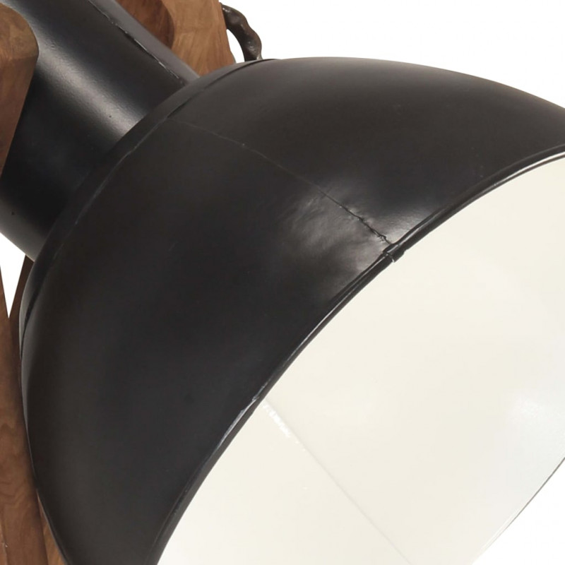 Lampy podłogowe, 3 szt., czarne, E27, lite drewno mango