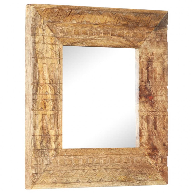 Lustro w ręcznie rzeźbionej ramie, 50x50x2,5 cm, drewno mango
