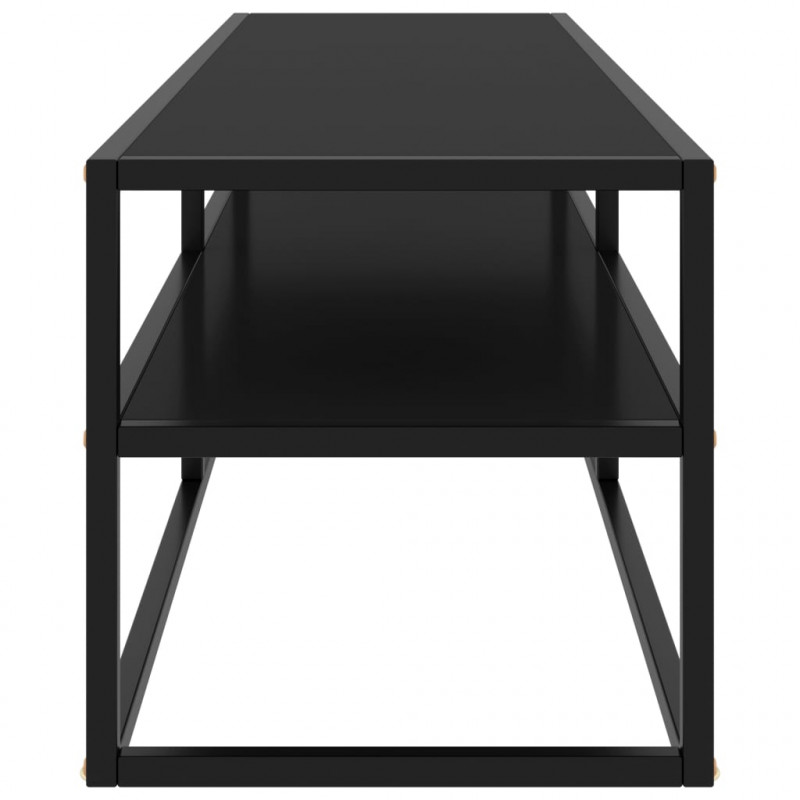 Szafka pod telewizor, czarna z czarnym szkłem, 140x40x40 cm