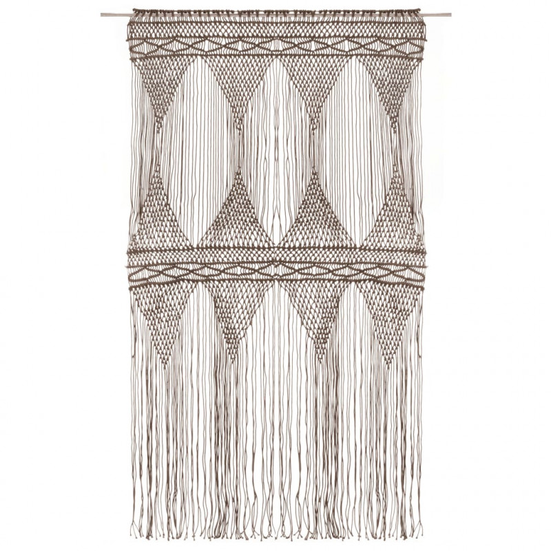 Zasłona z makramy, kolor taupe, 140 x 240 cm, bawełna
