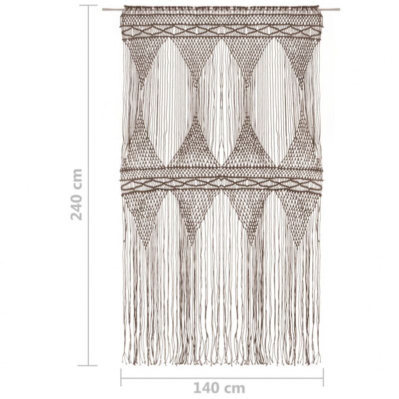 Zasłona z makramy, kolor taupe, 140 x 240 cm, bawełna