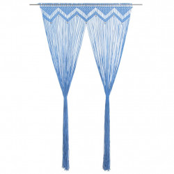 Zasłona z makramy, niebieska, 140 x 240 cm, bawełna