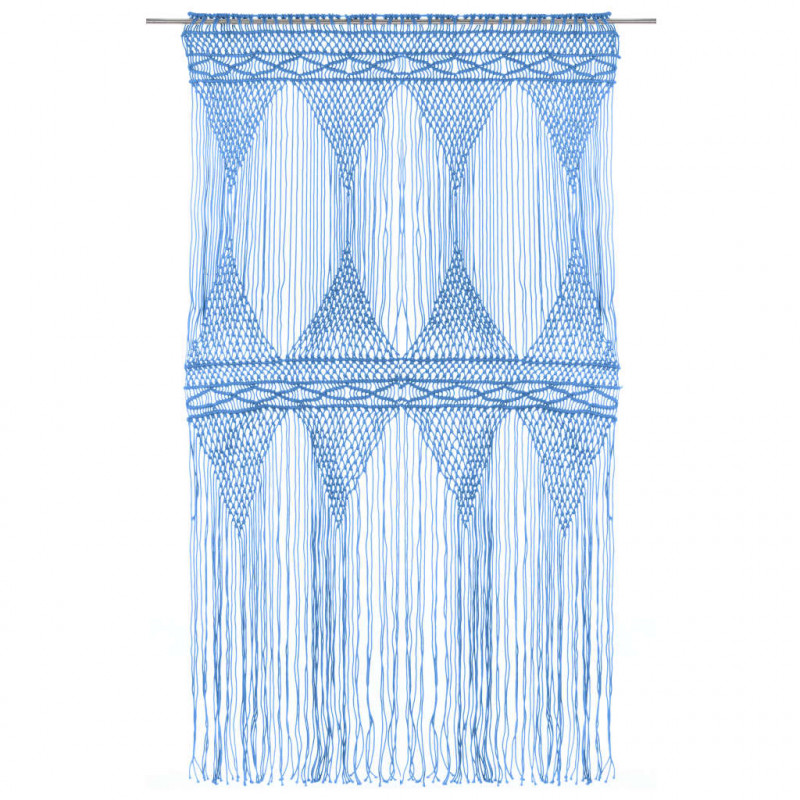 Zasłona z makramy, niebieska, 140 x 240 cm, bawełna