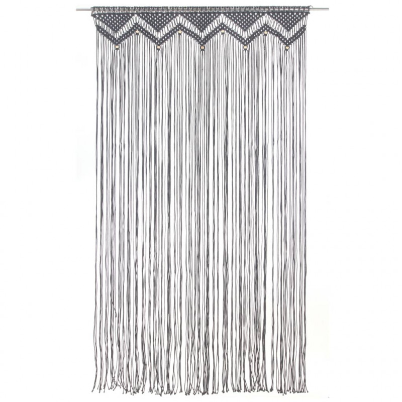 Zasłona z makramy, antracyt, 140 x 240 cm, bawełna