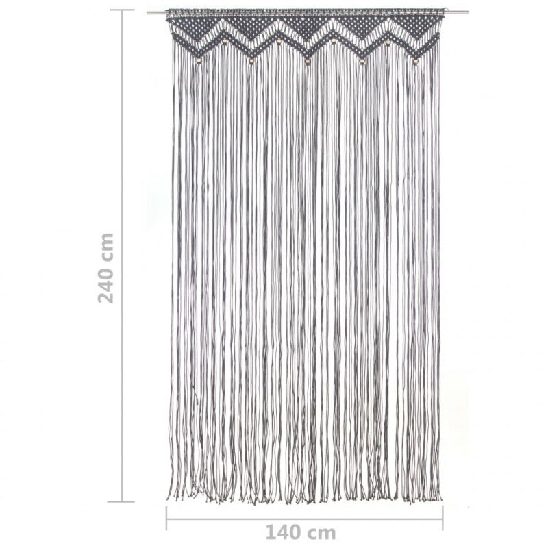 Zasłona z makramy, antracyt, 140 x 240 cm, bawełna