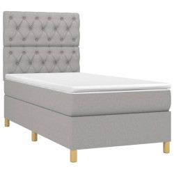 Łóżko kontynentalne z materacem, jasnoszare, 80x200 cm, tkanina