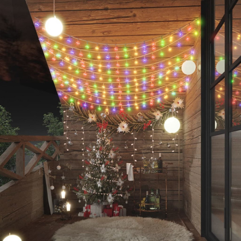 Lampki świąteczne, 20 m, 200 kolorowych diod LED, 8 funkcji