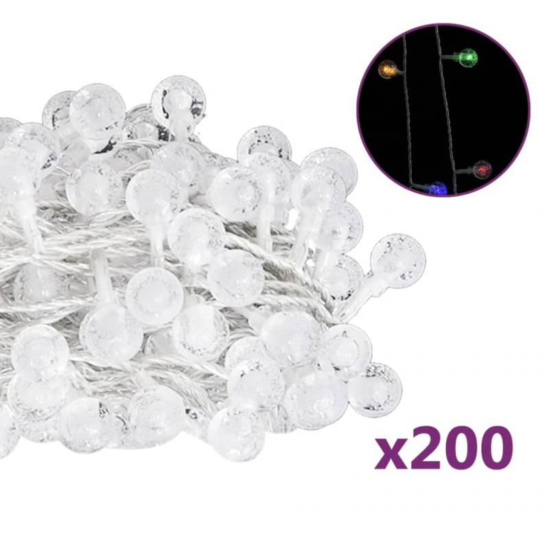 Lampki świąteczne, 20 m, 200 kolorowych diod LED, 8 funkcji