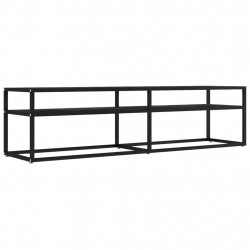 Szafka pod TV, czarny marmur, 160x40x40,5 cm, szkło hartowane