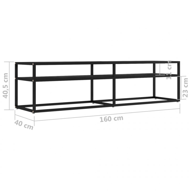 Szafka pod TV, czarny marmur, 160x40x40,5 cm, szkło hartowane