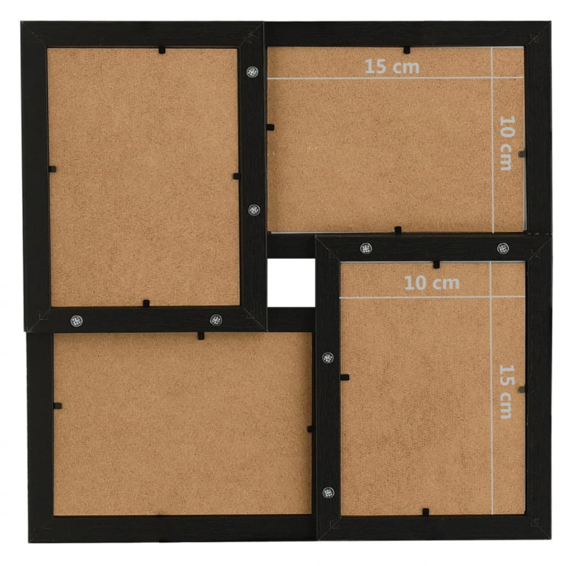 Ramka na 4 zdjęcia 10x15 cm, czarna, MDF