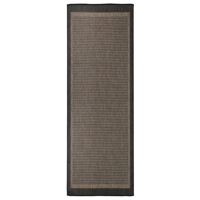 Dywan zewnętrzny o płaskim splocie, 80x250 cm, ciemnobrązowy