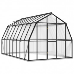 Szklarnia z ramą podstawy, antracytowa, 12,63 m², aluminiowa