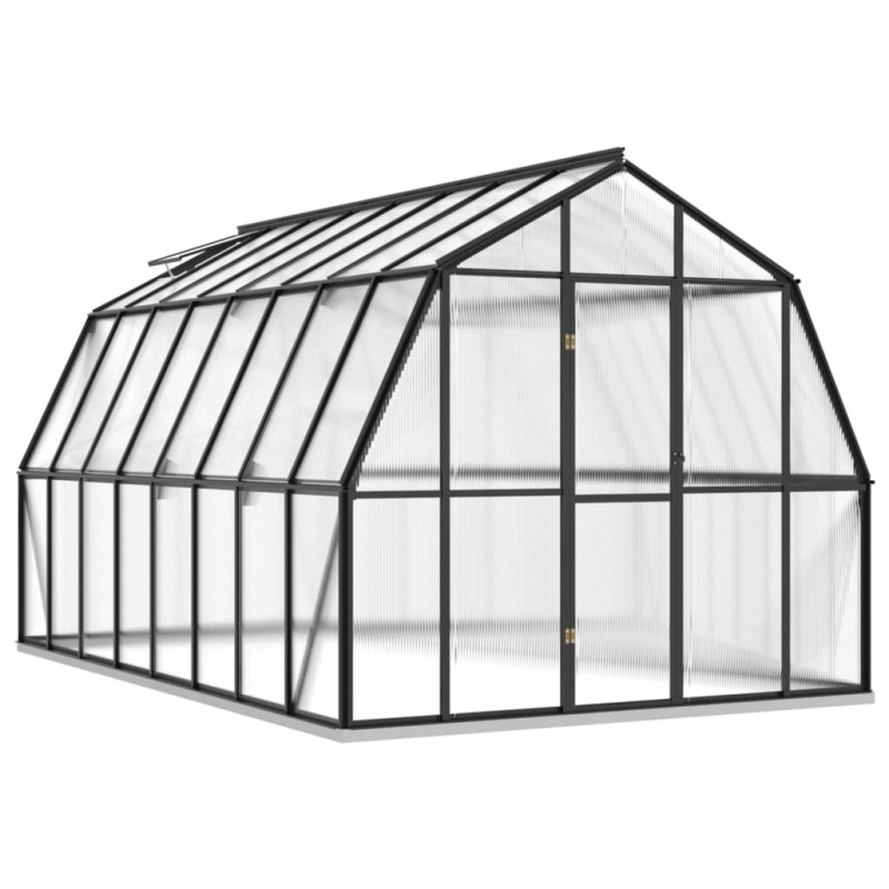 Szklarnia z ramą podstawy, antracytowa, 12,63 m², aluminiowa