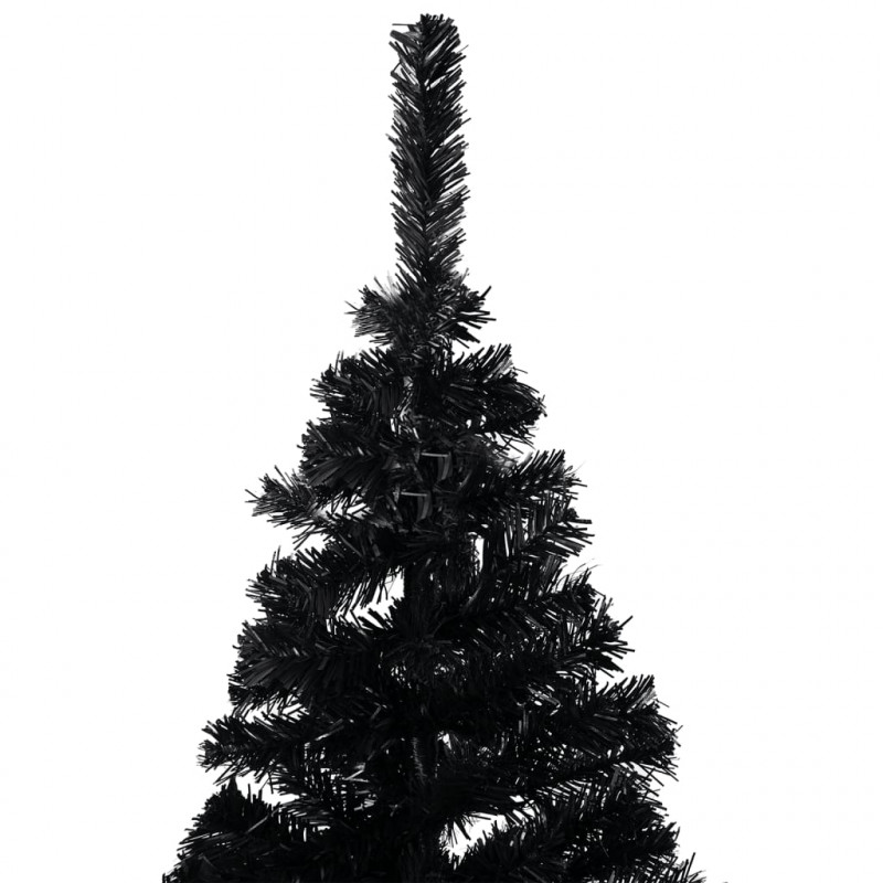 Sztuczna choinka z lampkami i bombkami, czarna, 150 cm, PVC