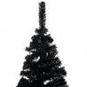 Sztuczna choinka z lampkami i bombkami, czarna, 150 cm, PVC