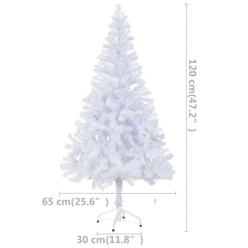 Sztuczna choinka z lampkami i bombkami, 120 cm, 230 gałązek