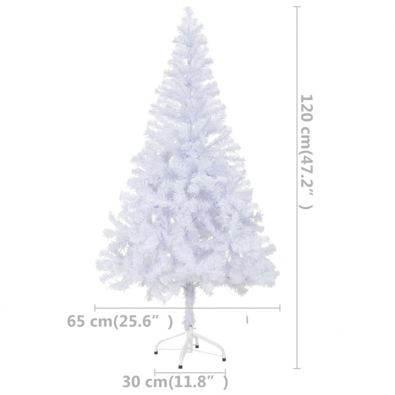 Sztuczna choinka z lampkami i bombkami, 120 cm, 230 gałązek