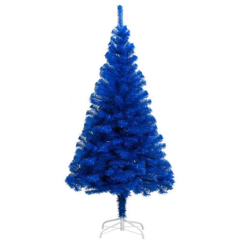 Sztuczna choinka z lampkami i bombkami, niebieska, 180 cm, PVC