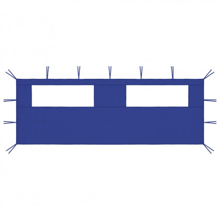 Ścianka z oknami do altany, 6x2 m, niebieska
