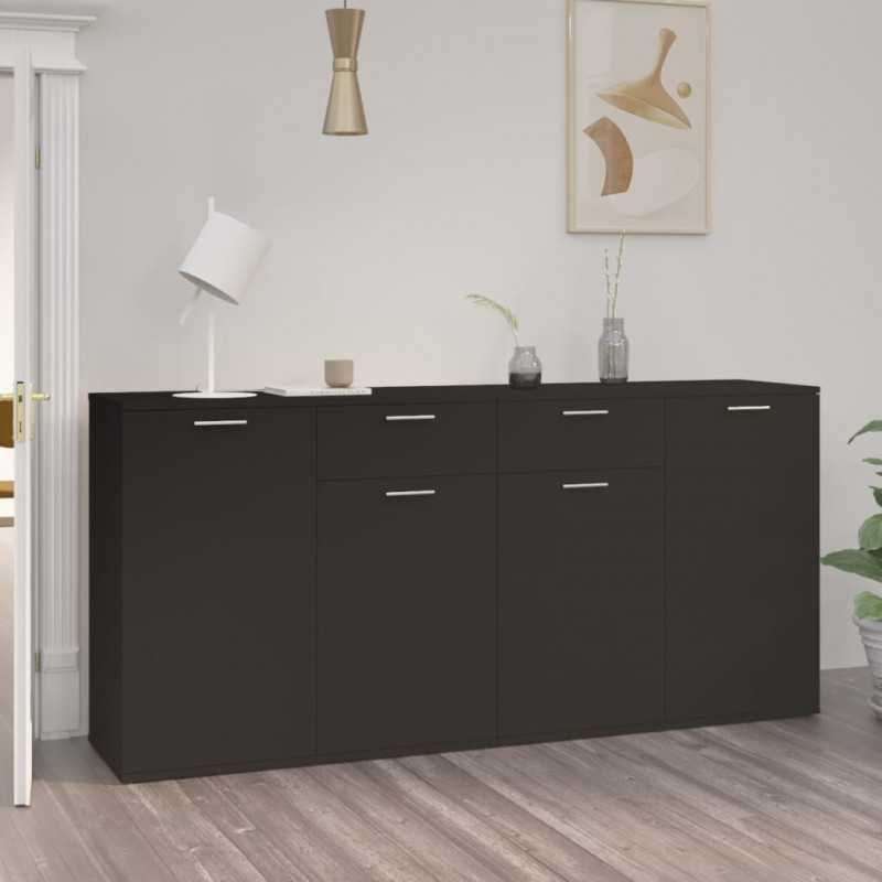 Szafka, czarna, 160x36x75 cm, materiał drewnopochodny