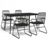 5-częściowy zestaw mebli ogrodowych, czarny, rattan PVC