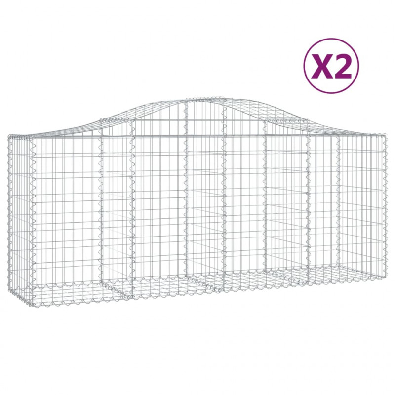 Kosze gabionowe, 2 szt, 200x50x80/100 cm, galwanizowane żelazo