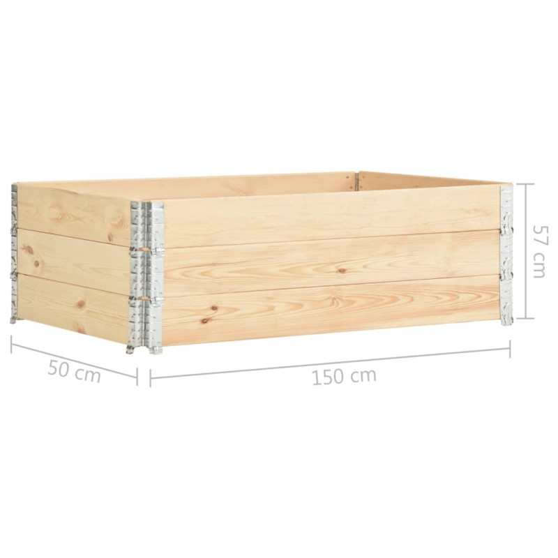 Podniesione grządki, 3 szt., 50x150 cm, lite drewno sosnowe