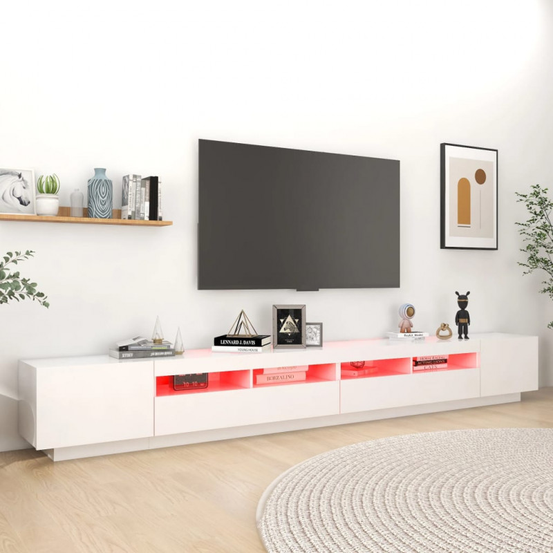 Szafka pod TV z oświetleniem LED, biała, 300x35x40 cm