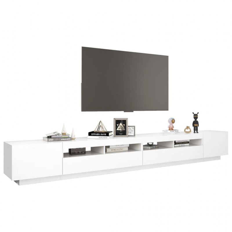 Szafka pod TV z oświetleniem LED, biała, 300x35x40 cm