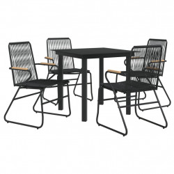 5-częściowy zestaw mebli ogrodowych, czarny, rattan PVC
