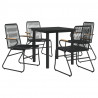 5-częściowy zestaw mebli ogrodowych, czarny, rattan PVC