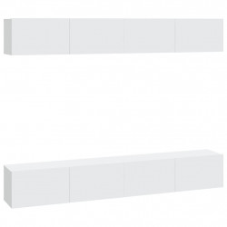 Szafki ścienne pod TV, 4 szt., białe, 100x30x30 cm