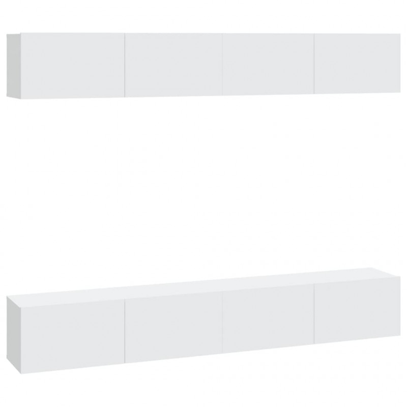 Szafki ścienne pod TV, 4 szt., białe, 100x30x30 cm