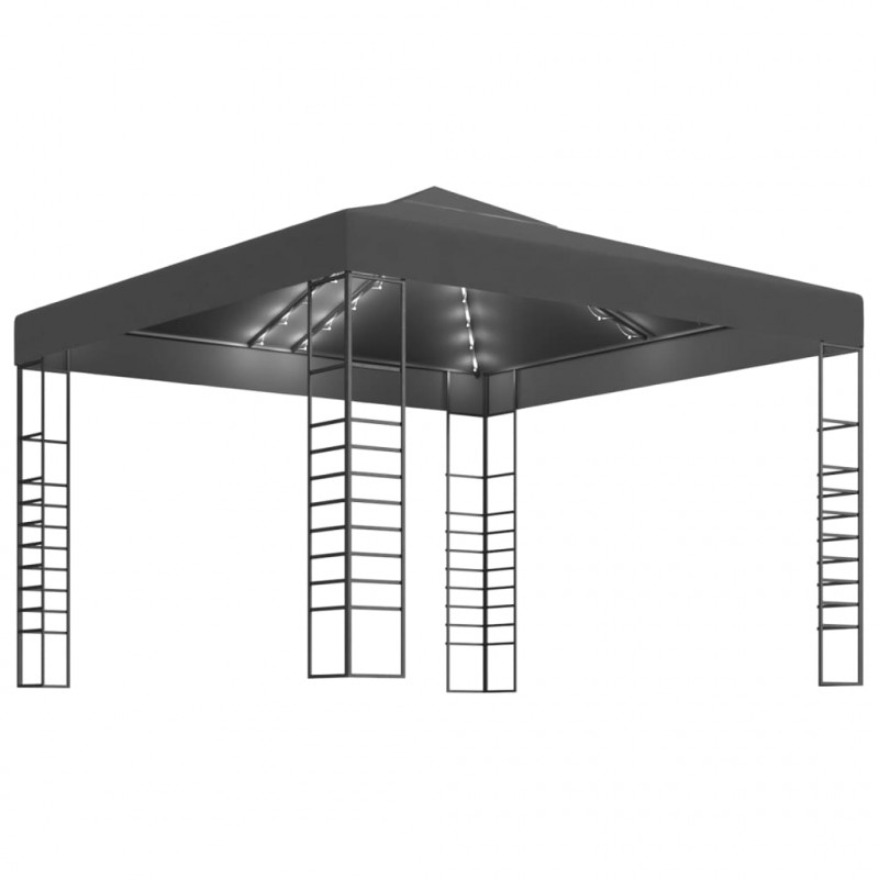 Altana ze sznurem lampek LED, 3x3 m, antracytowa
