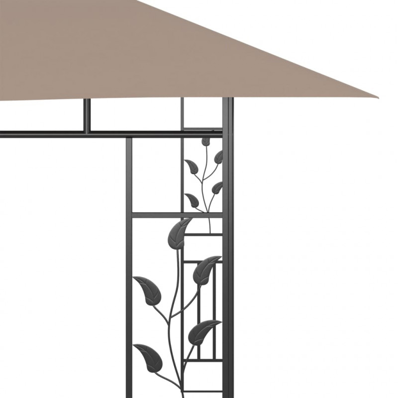 Altana z moskitierą i sznurem lampek LED, 4x3x2,73 cm, taupe