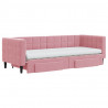 Sofa rozsuwana z szufladami, różowa, 80x200 cm, aksamit