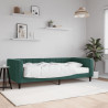 Sofa z materacem do spania, ciemnozielona, 90x200 cm, aksamit