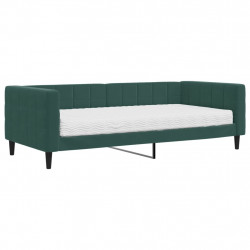 Sofa z materacem do spania, ciemnozielona, 90x200 cm, aksamit