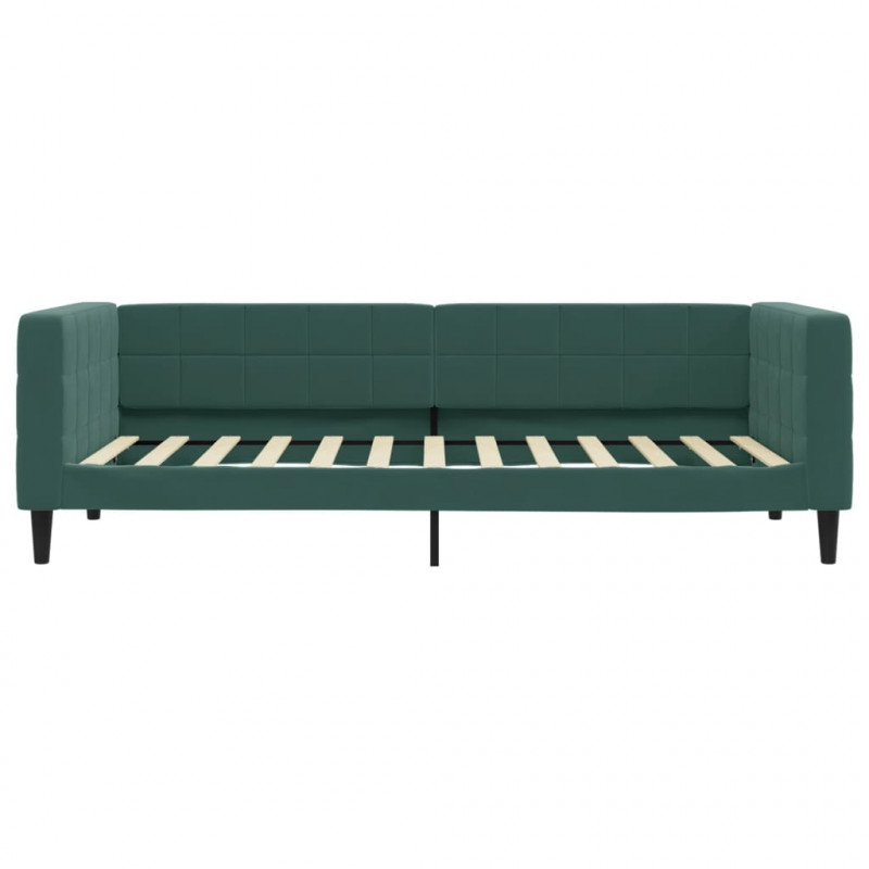 Sofa z materacem do spania, ciemnozielona, 90x200 cm, aksamit