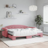 Sofa rozsuwana z materacami, różowa, 80x200 cm, aksamit