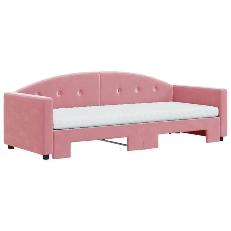 Sofa rozsuwana z materacami, różowa, 80x200 cm, aksamit