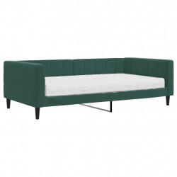 Sofa z materacem do spania, ciemnozielona, 100x200 cm, aksamit