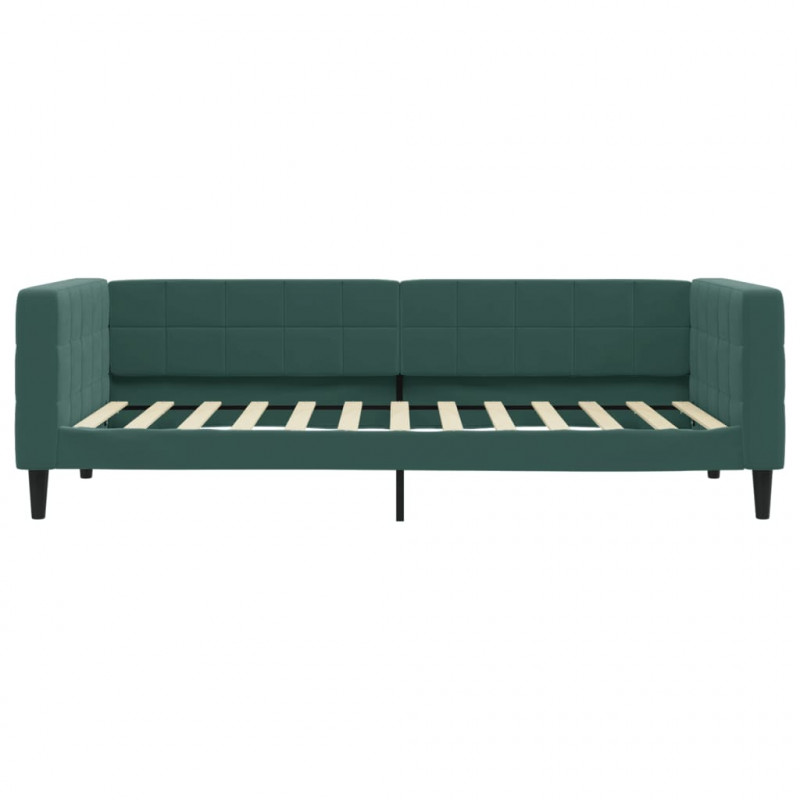 Sofa z materacem do spania, ciemnozielona, 100x200 cm, aksamit