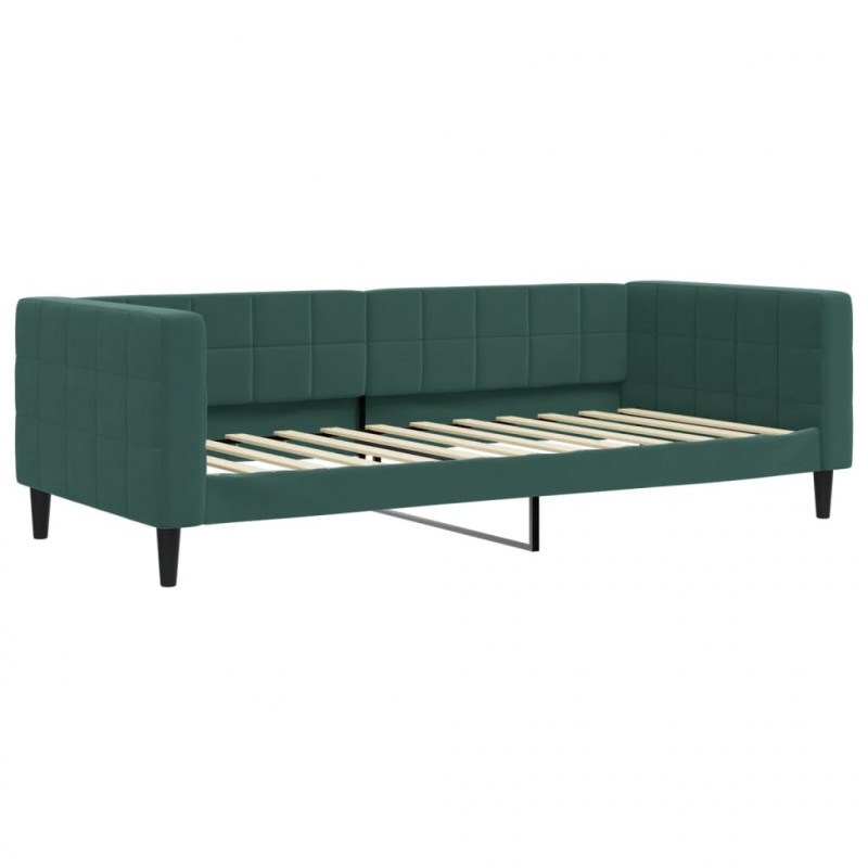 Sofa rozsuwana z szufladami, ciemnozielona, 90x200 cm, aksamit