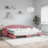 Sofa rozsuwana z materacami, różowa, 90x200 cm, aksamit