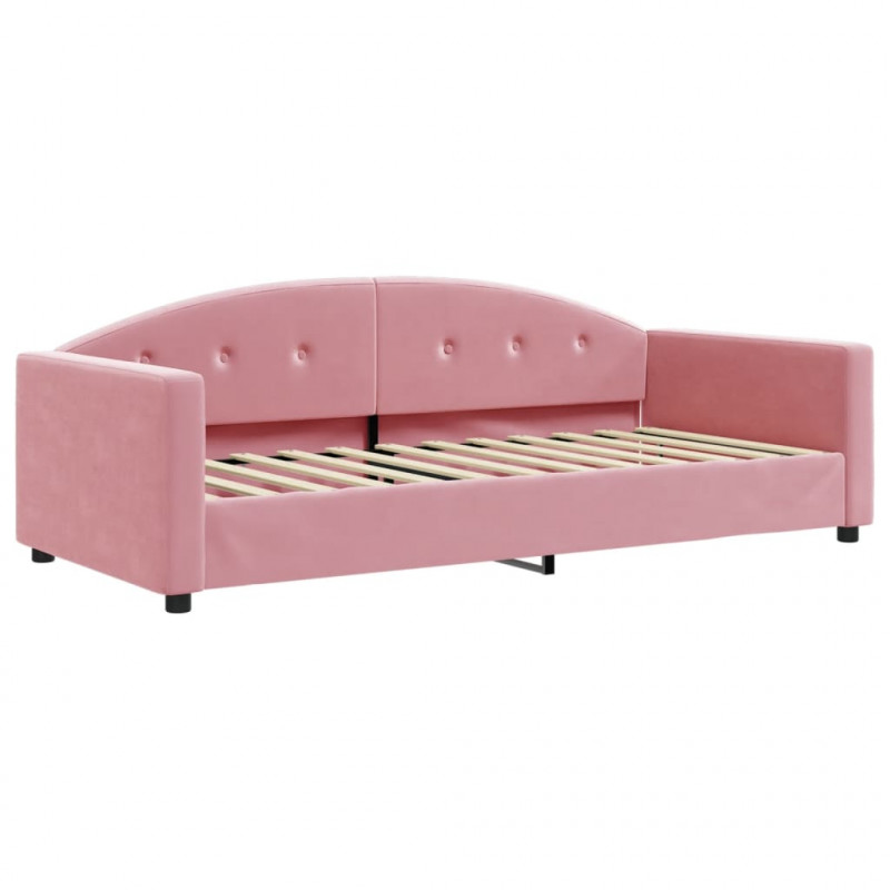 Sofa rozsuwana z materacami, różowa, 90x200 cm, aksamit